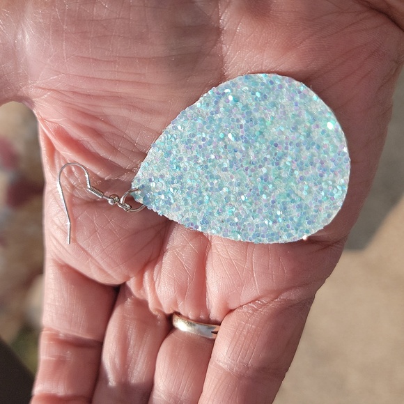 Bohemian Retro Teardrop Dangle Glittered Earrings Blue 2.95 Drop New - Picture 5 of 9